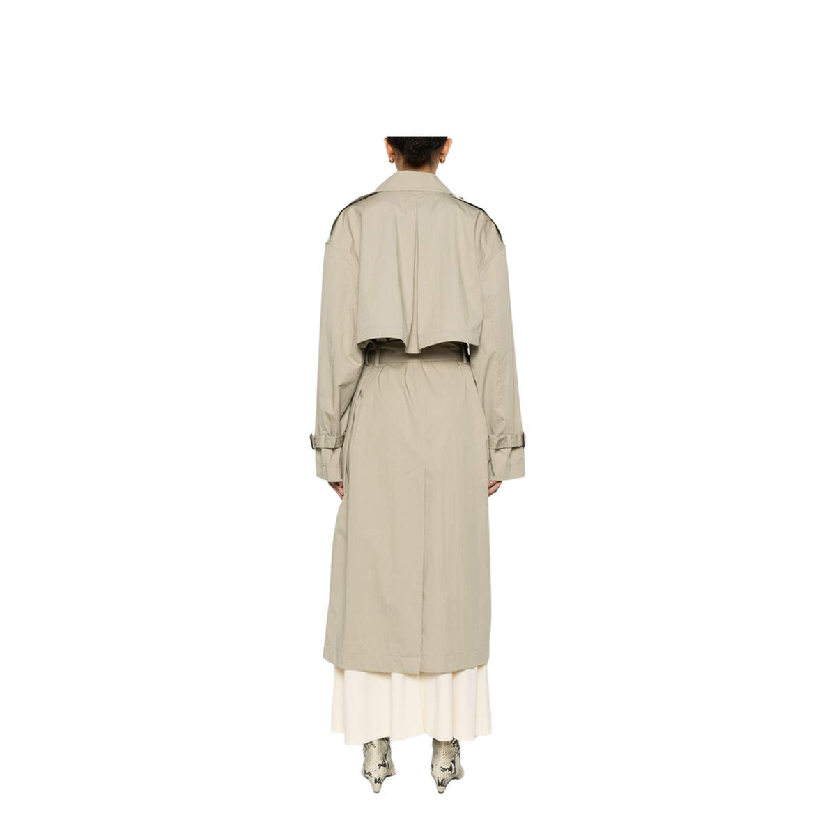 Beige Double-Breasted Trench Coat