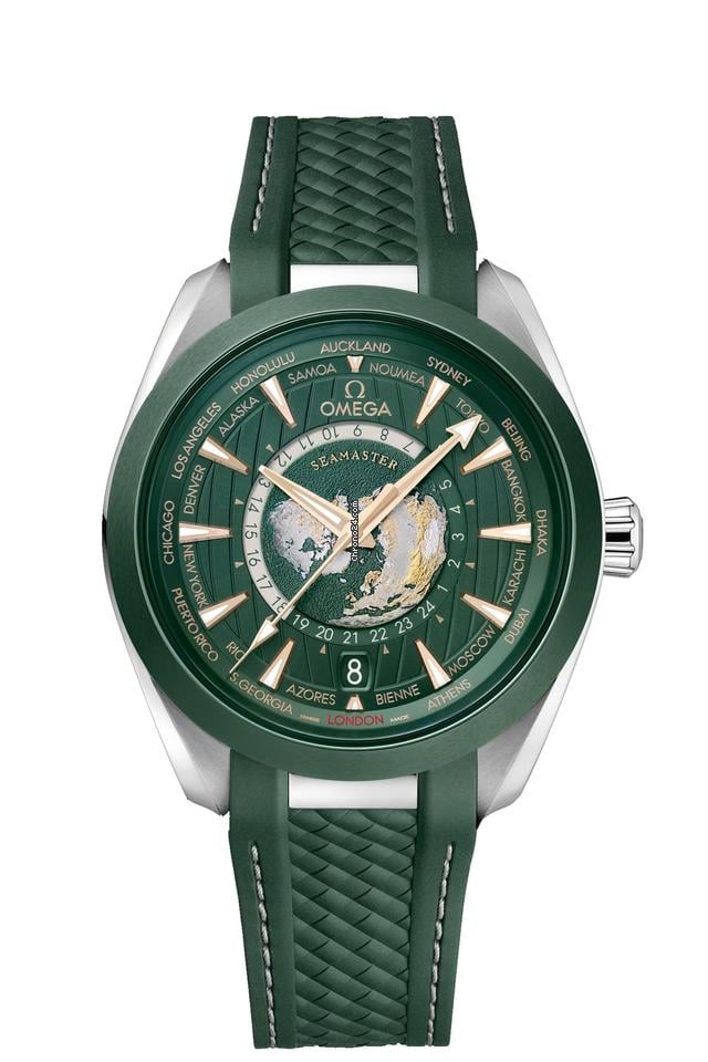Omega NEW UNWORN Aqua Terra GMT Worldtimer Co-Axial Chronometer 43mm Watch 220.32.43.22.10.001