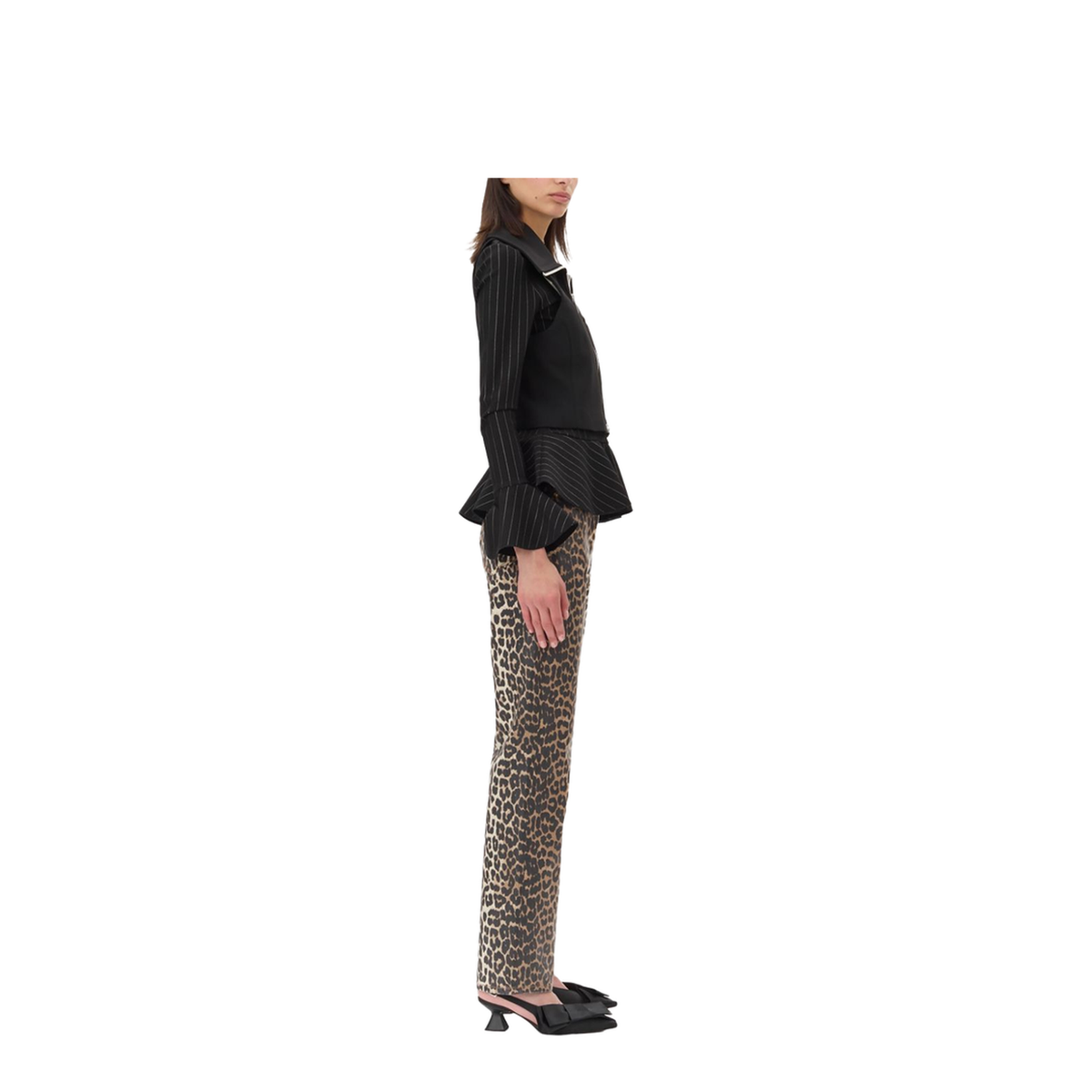 Black Recycled Polyester Crepe Texture Sweater