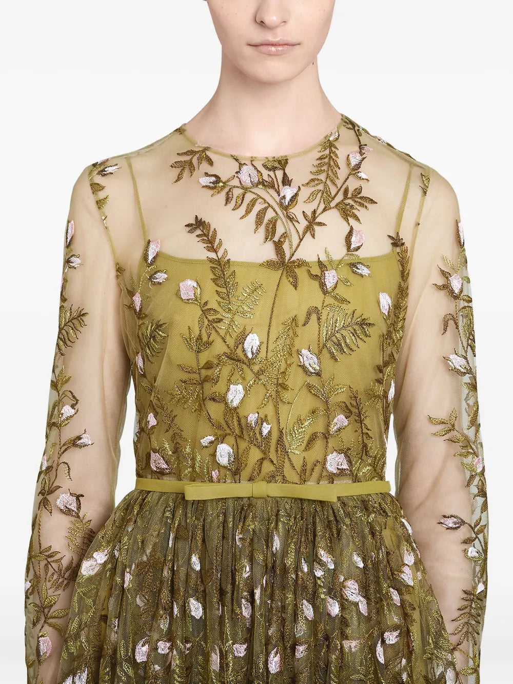embroidered tulle long dress