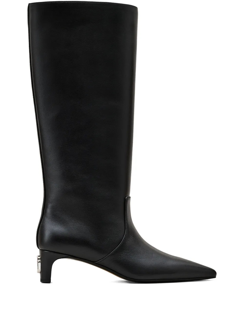 pointed-toe leather boots
