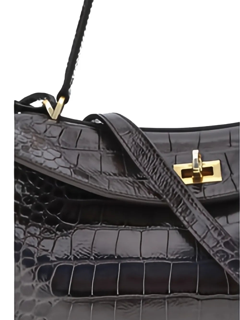 medium crocodile-effect shoulder bag