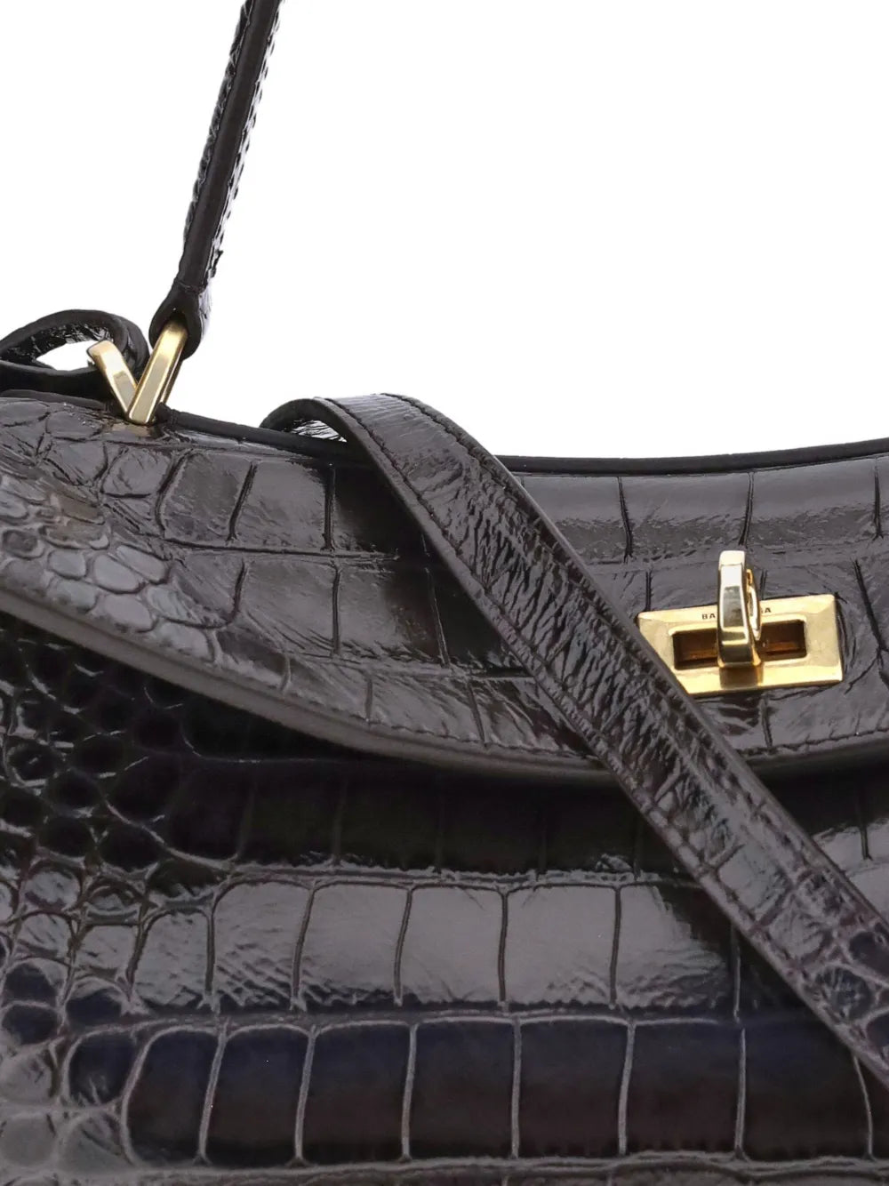 medium crocodile-effect shoulder bag
