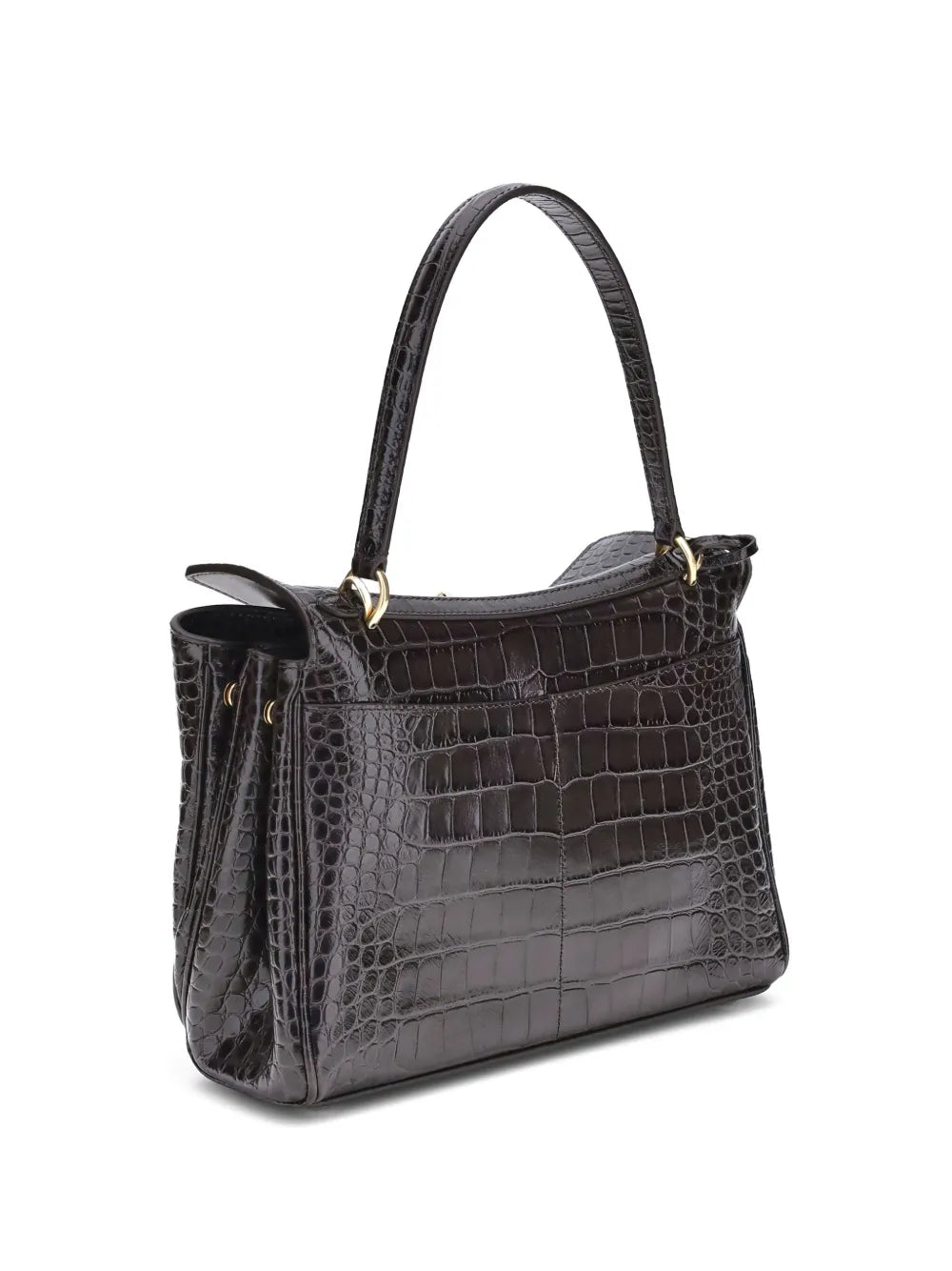 medium crocodile-effect shoulder bag