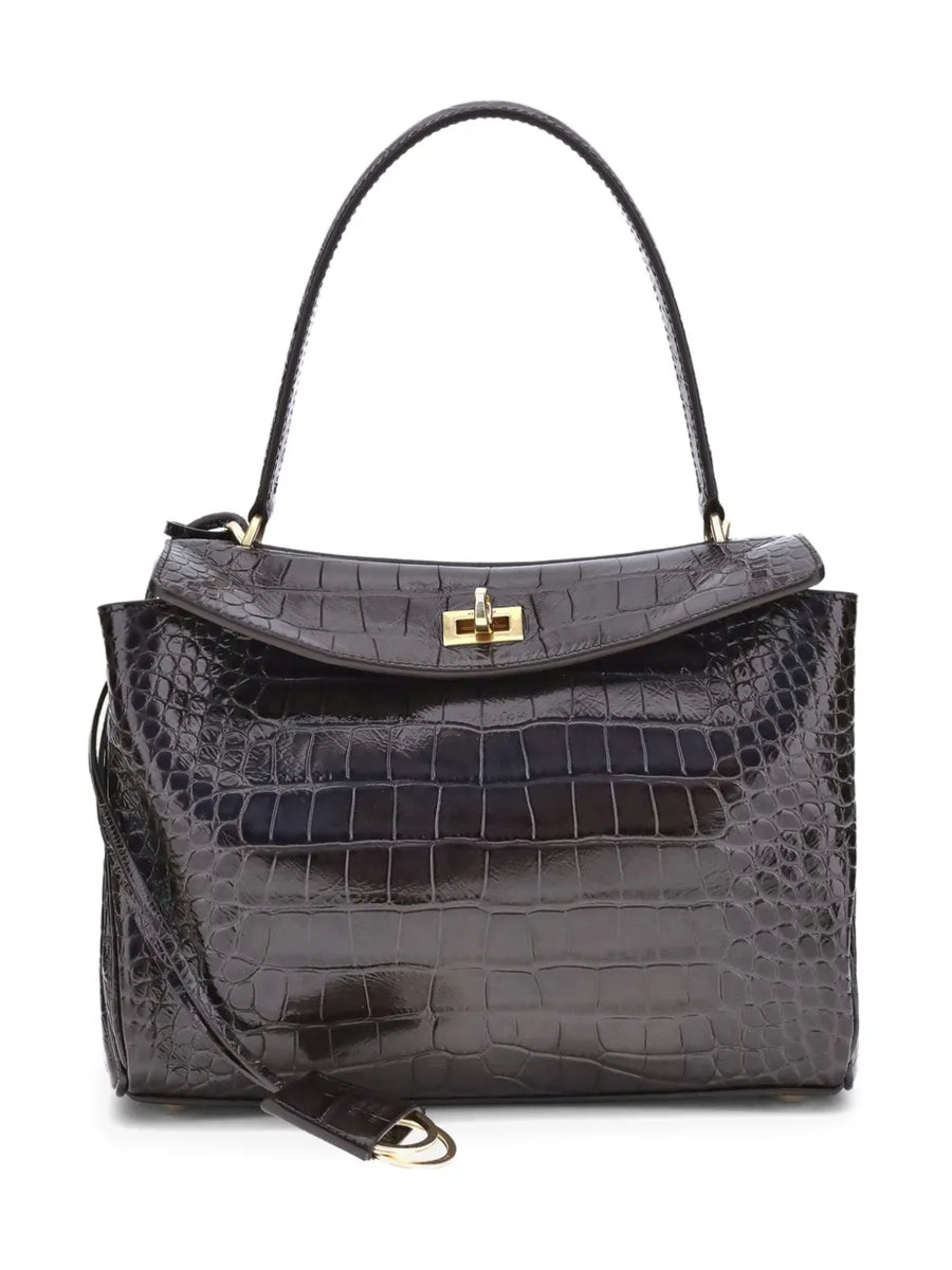 medium crocodile-effect shoulder bag