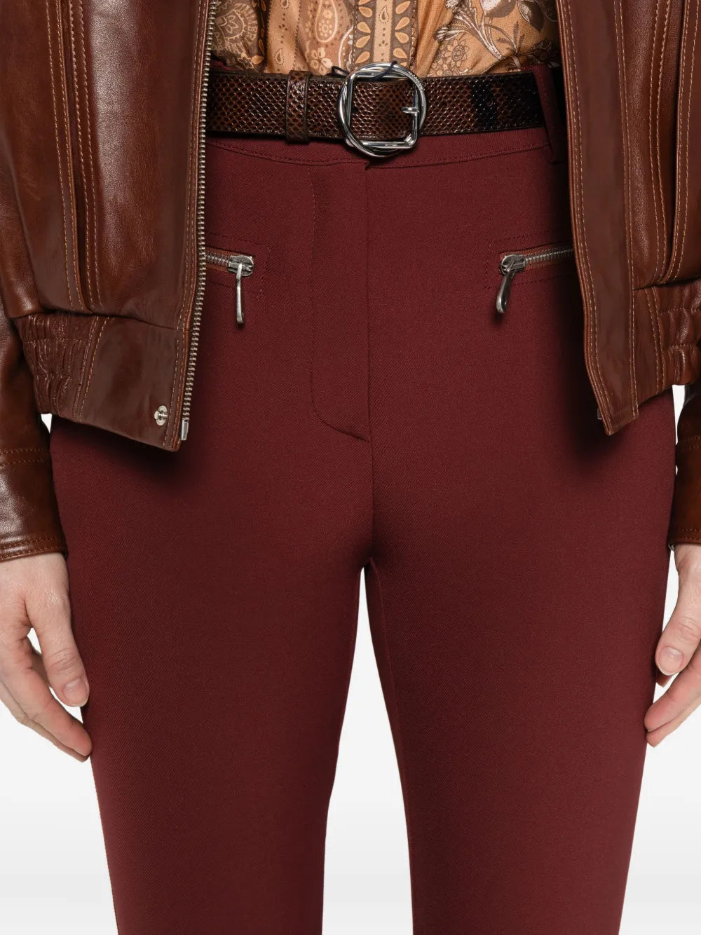 zip-detail trousers