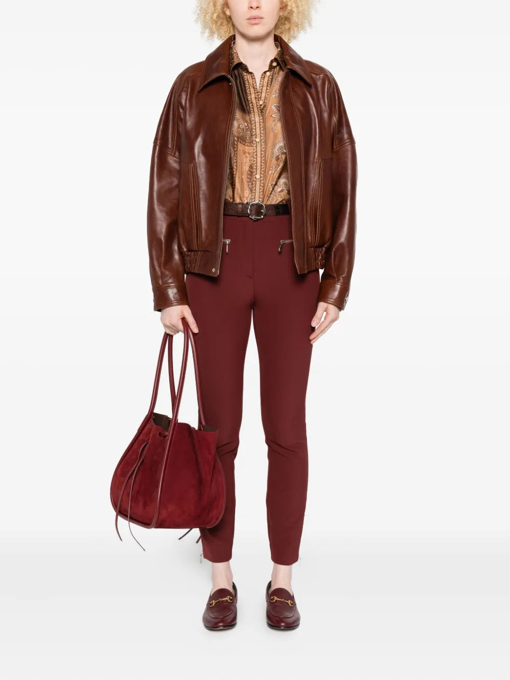 zip-detail trousers