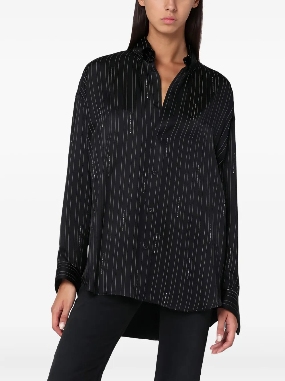 pinstripe logo shirt