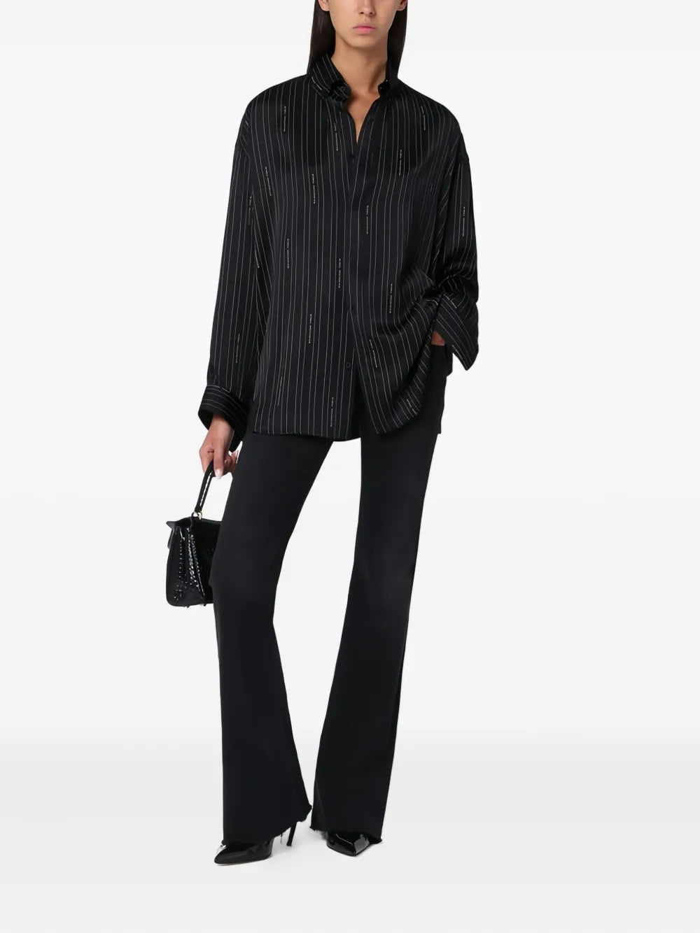 pinstripe logo shirt