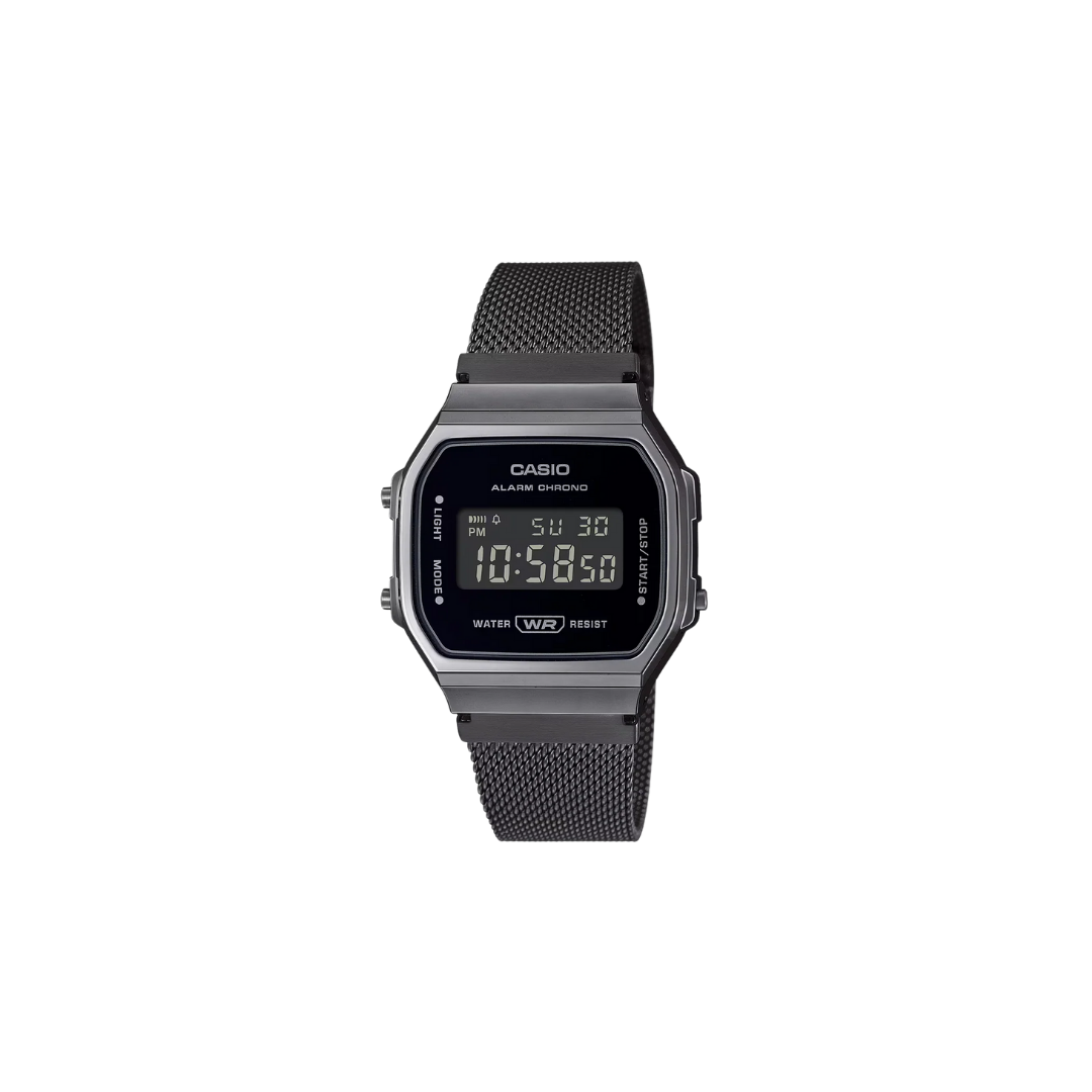 Casio Vintage A168WEMB-1BDF Quartz Black Dial Digital Stainless Steel Watch