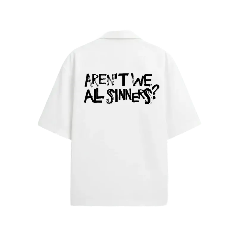 Forfksake Sinners White Bowling Shirt