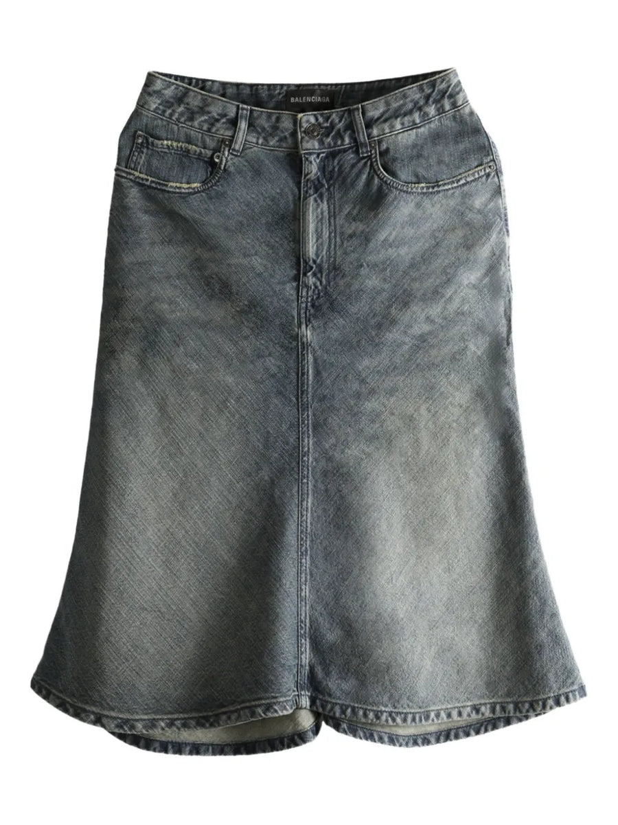 flared denim skirt