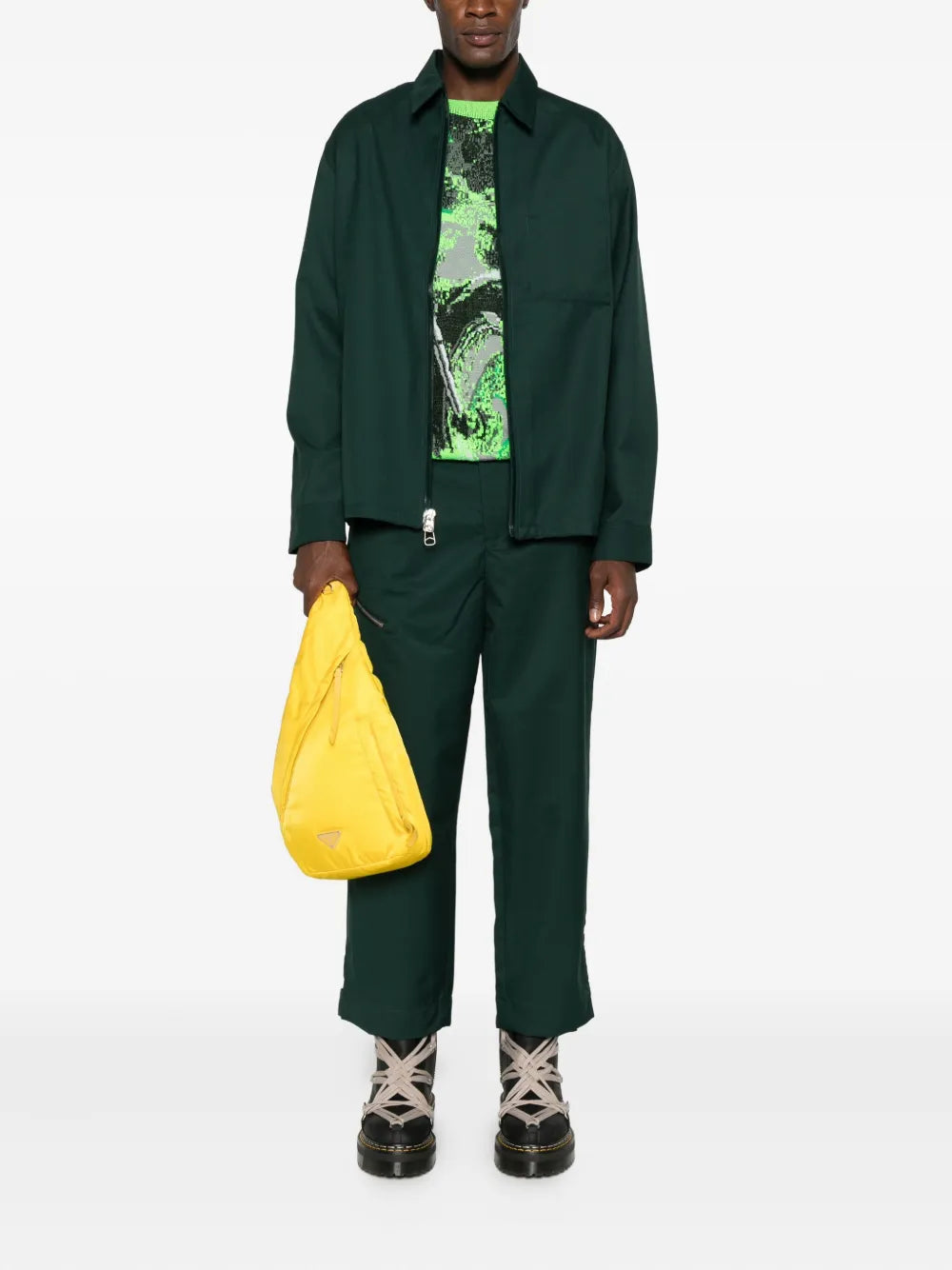zip-detail trousers