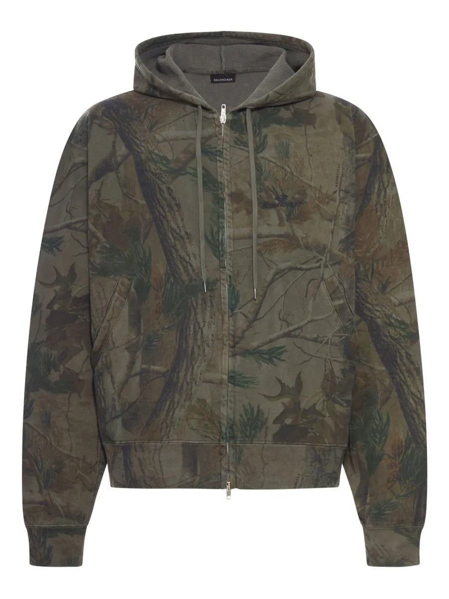 A13 zipped camouflage Hoodie