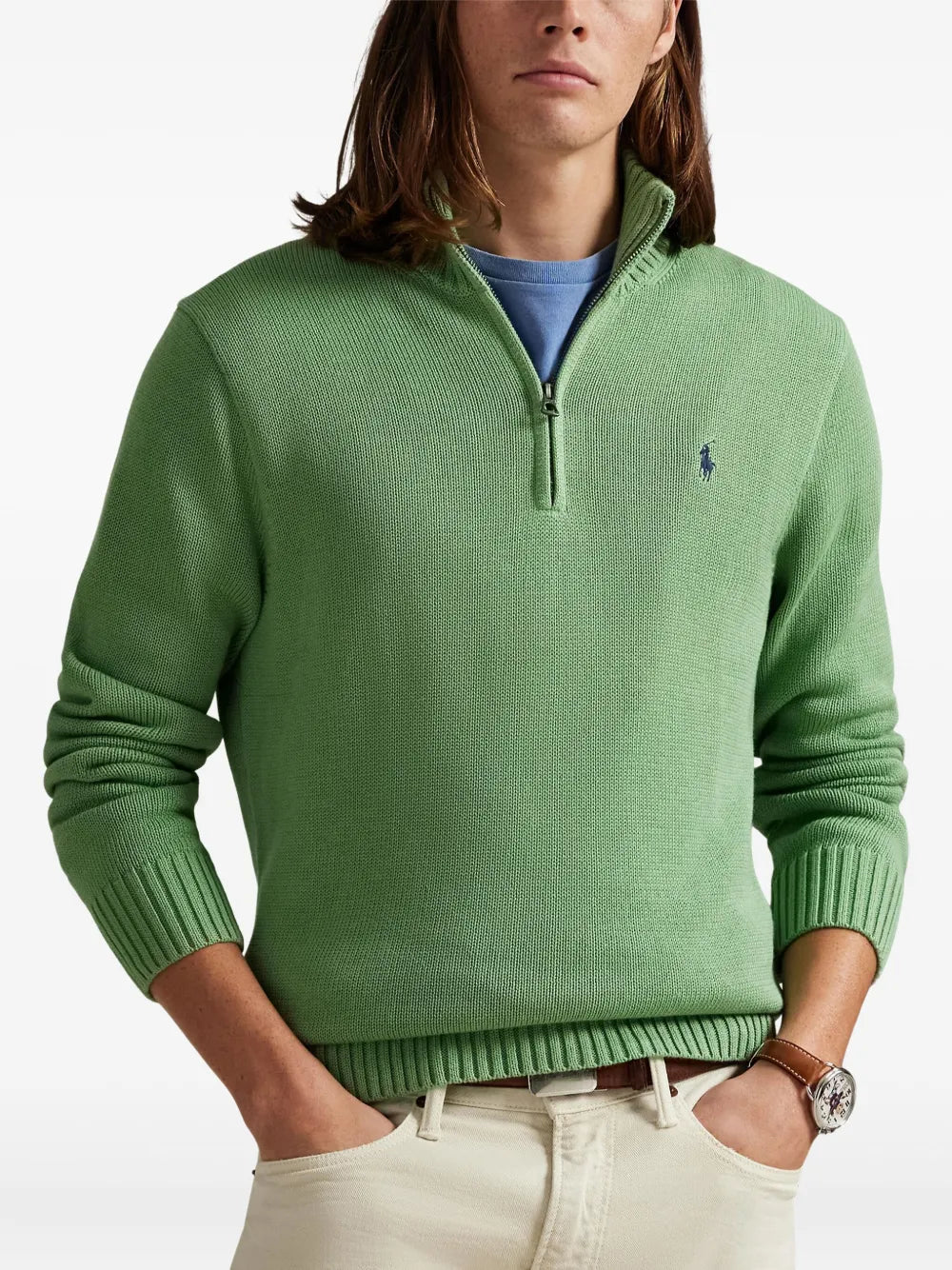 half-zip cotton sweater