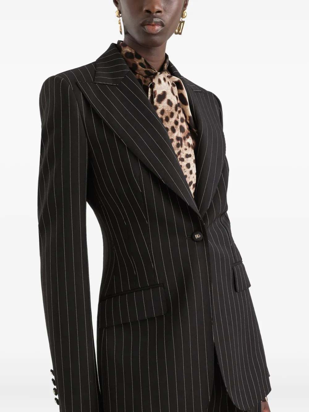 striped single-breasted jacket