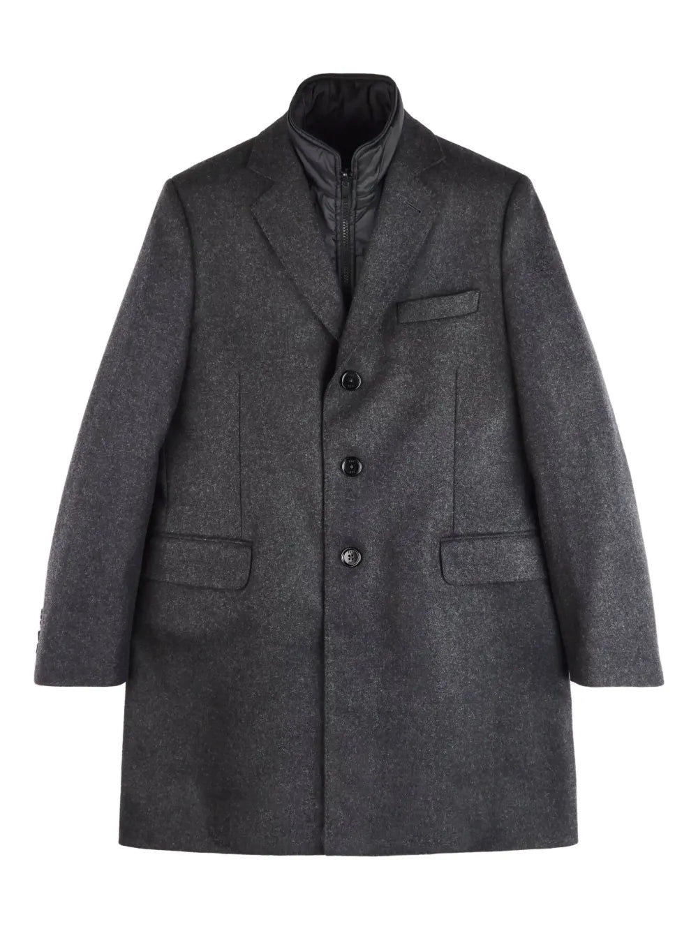 button zip wool coat
