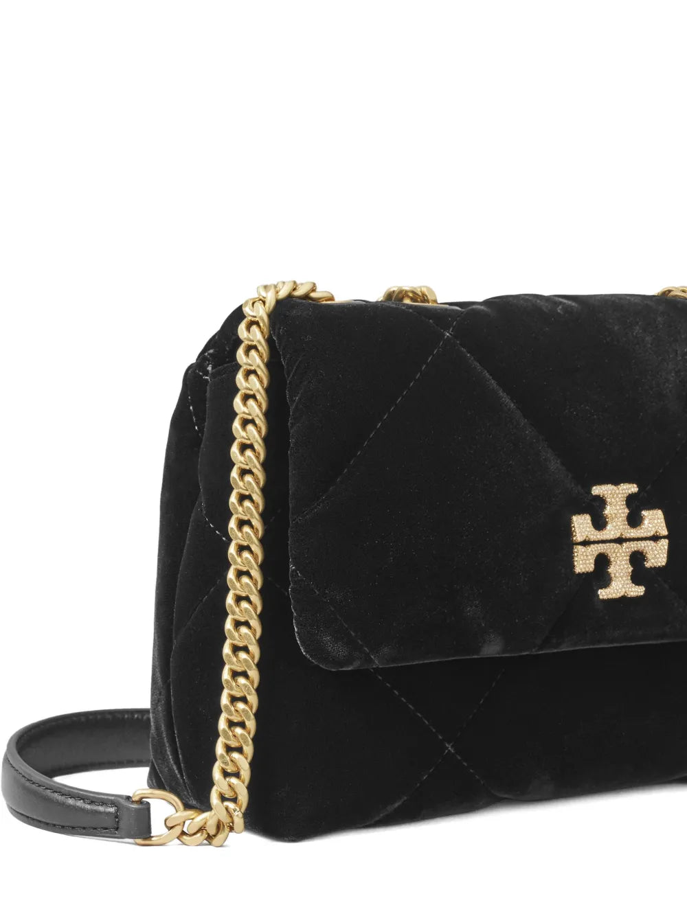 small Kira diamond-quilted velvet shoulder bag