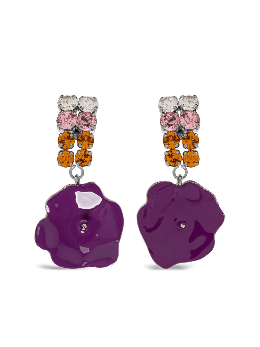 flower-design embellished earrings