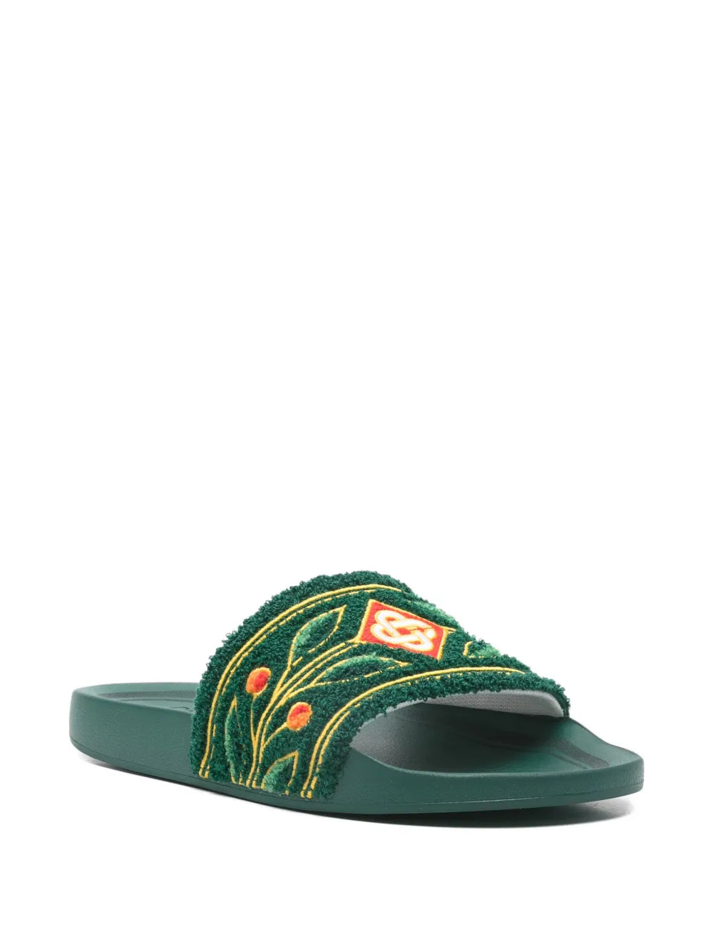 floral-embroidered slides