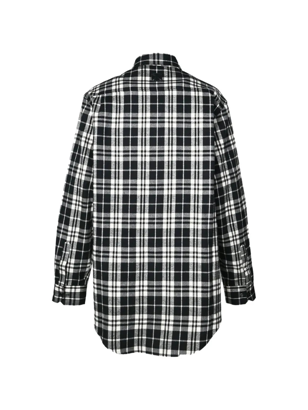 leather cross-patch checked-pattern flannel cotton shirt