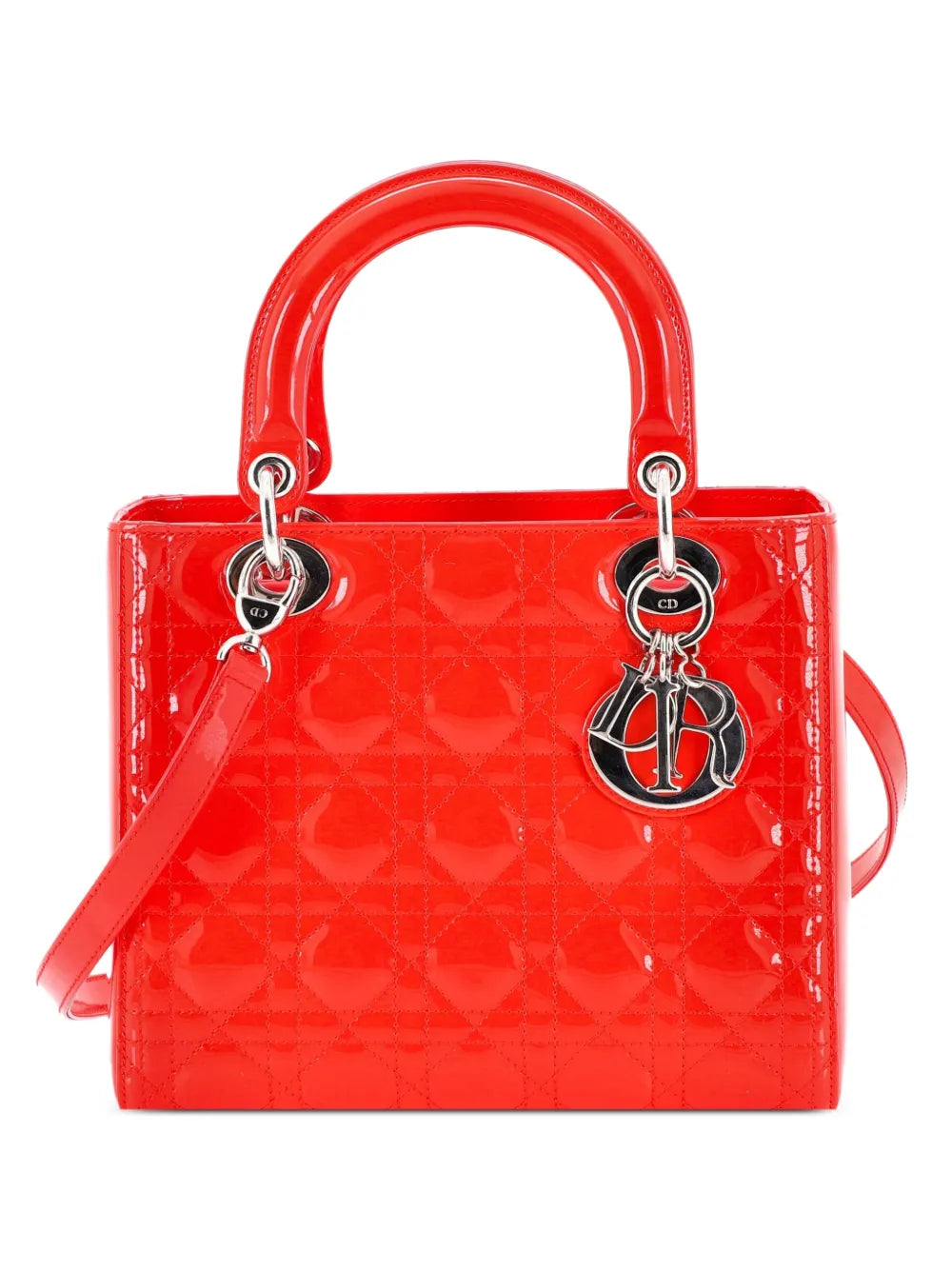 Lady Dior Bag Cannage Quilt Patent Medium satchel