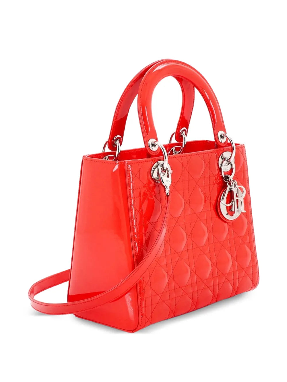 Lady Dior Bag Cannage Quilt Patent Medium satchel