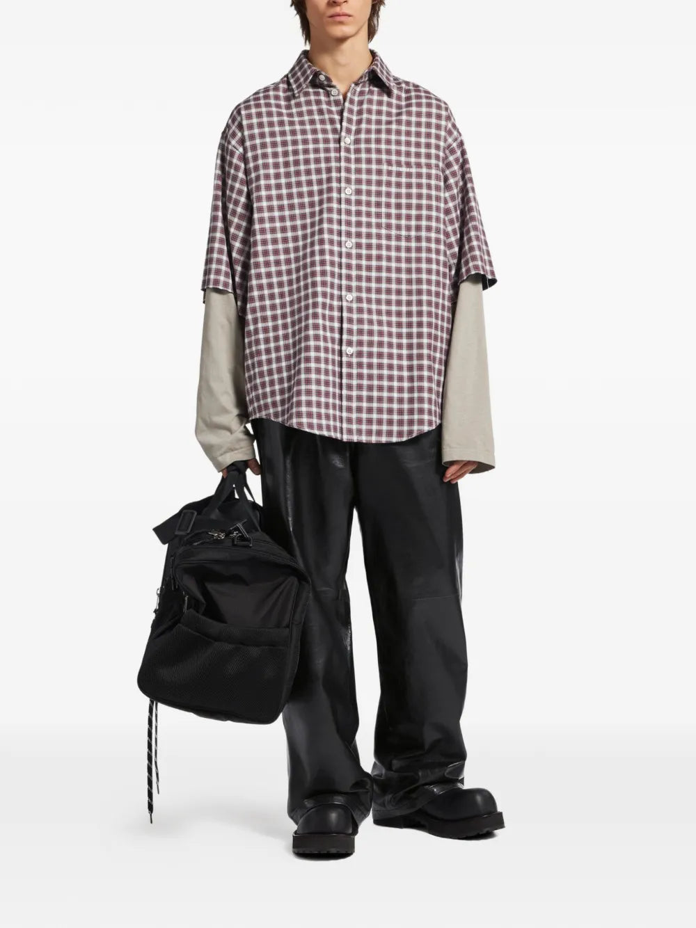 checked layered shirt