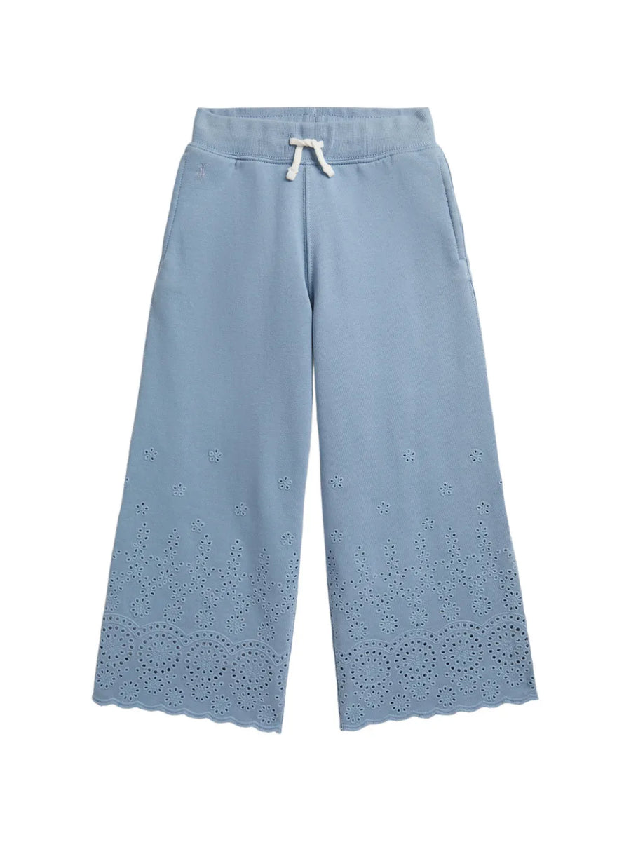 eyelet wide-leg trousers