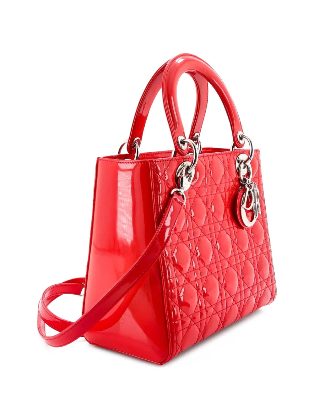 Lady Dior Bag Cannage Quilt Patent Medium satchel