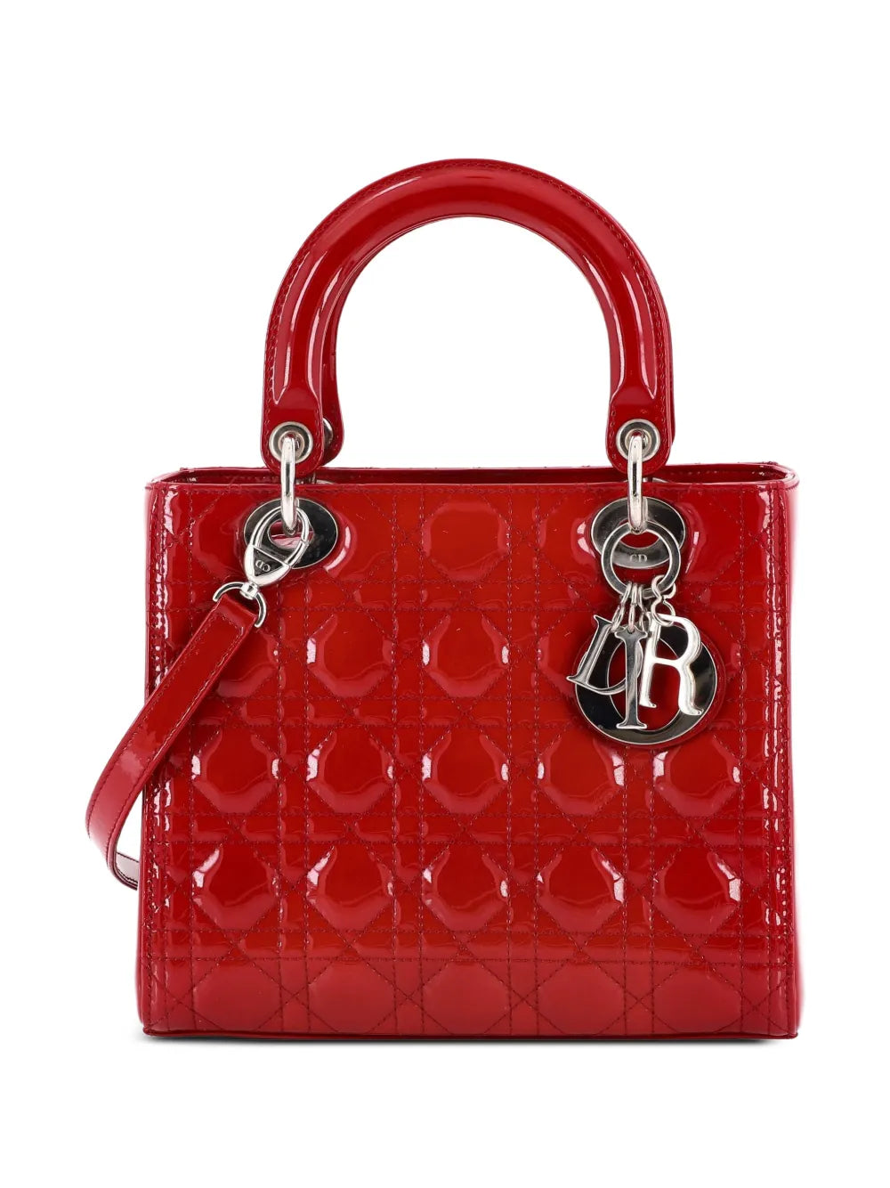 Lady Dior Bag Cannage Quilt Patent Medium satchel