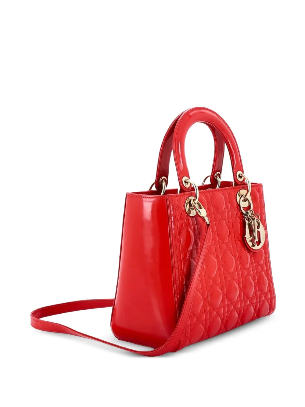 Lady Dior Bag Cannage Quilt Patent Medium satchel