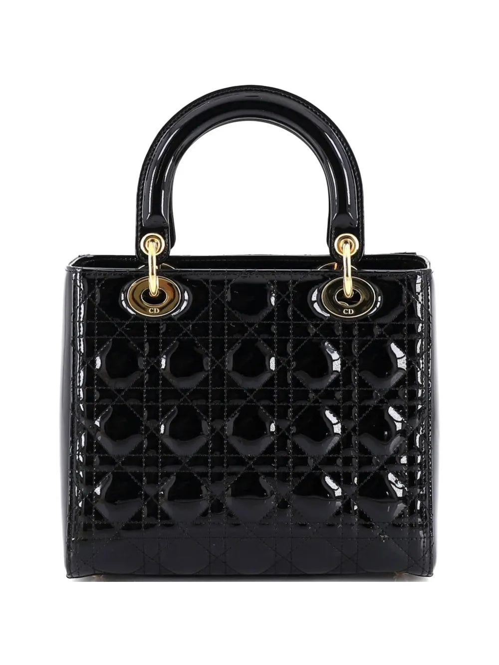Lady Dior Bag Cannage Quilt Patent Medium satchel