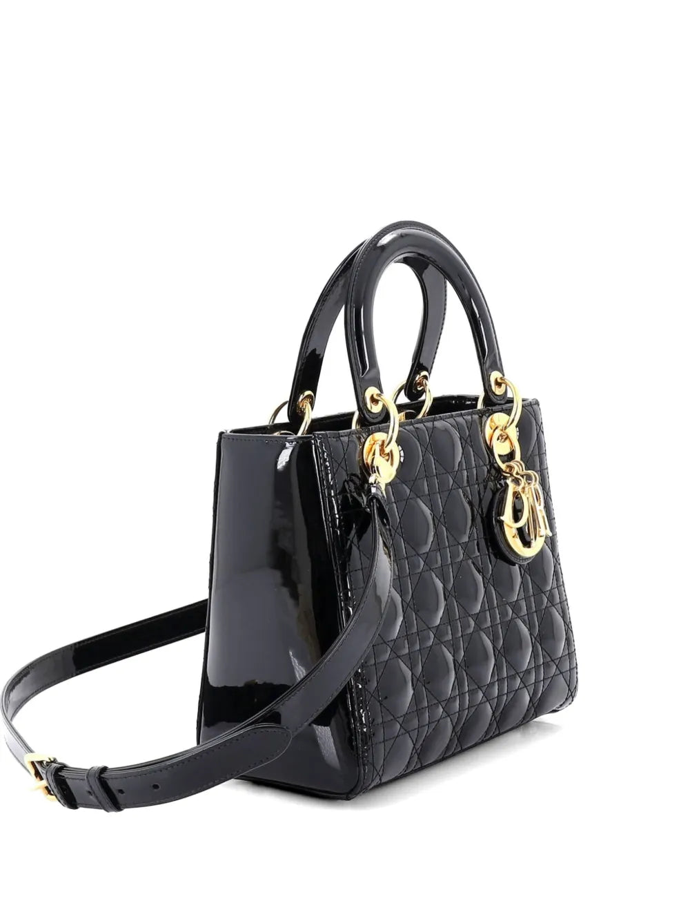 Lady Dior Bag Cannage Quilt Patent Medium satchel