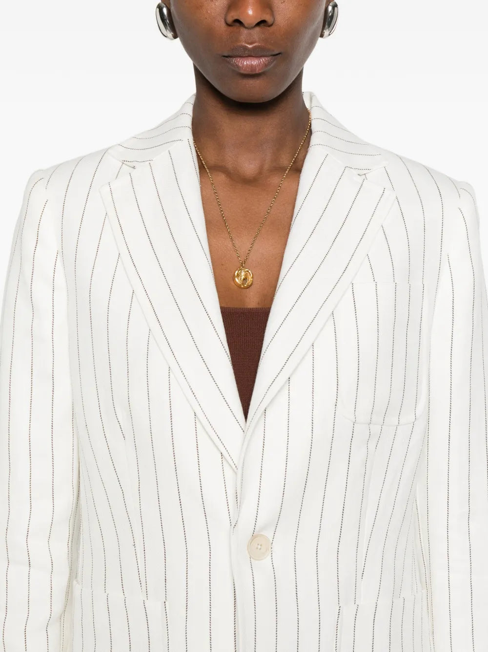 striped single-breasted jacket
