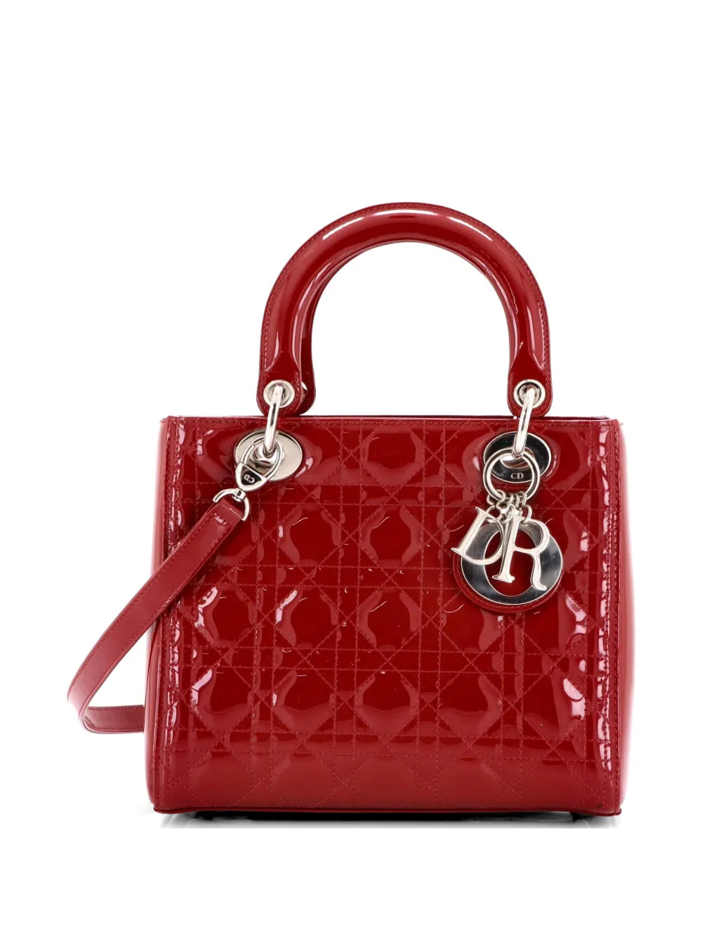 Lady Dior Bag Cannage Quilt Patent Medium satchel