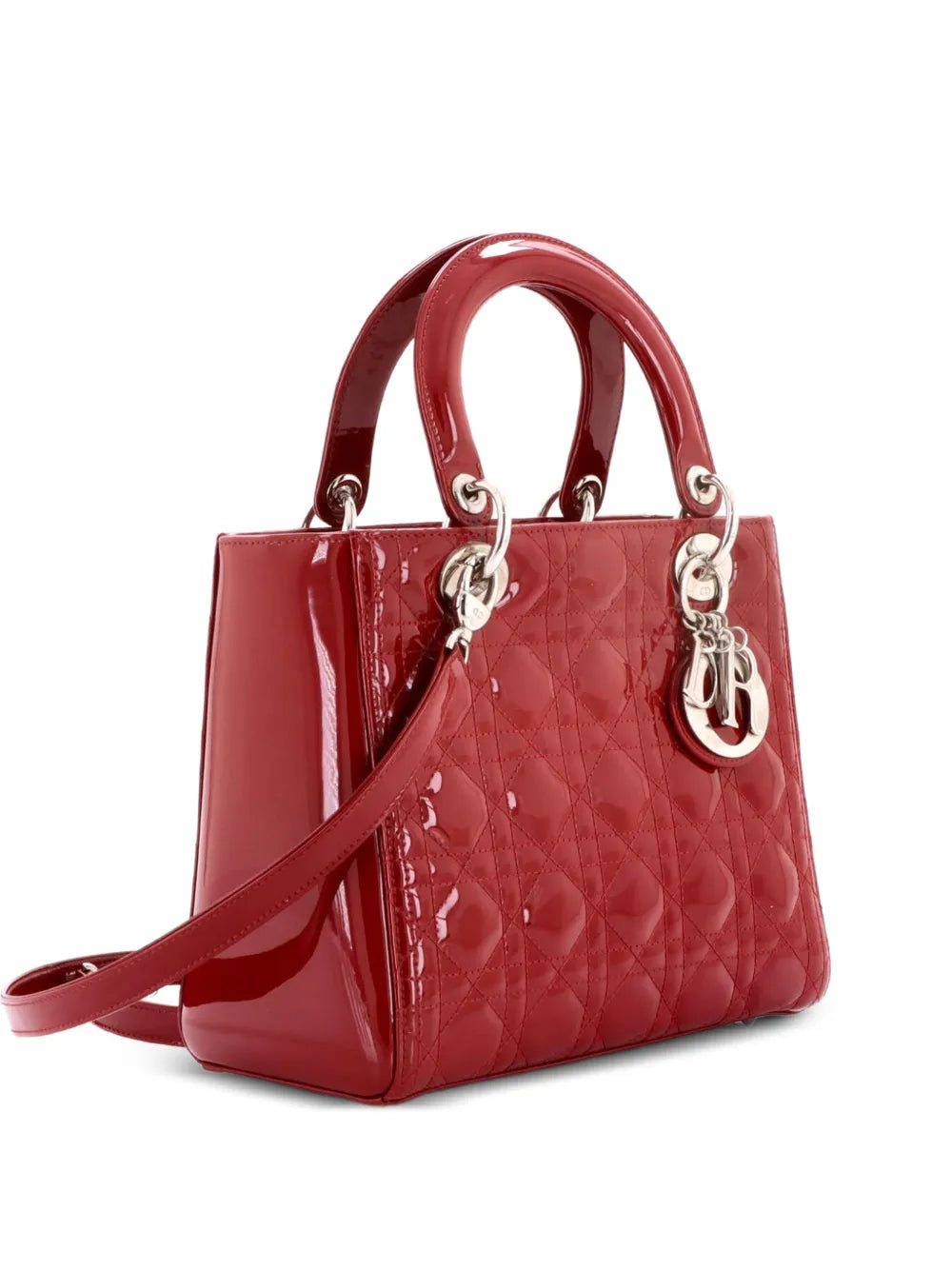 Lady Dior Bag Cannage Quilt Patent Medium satchel