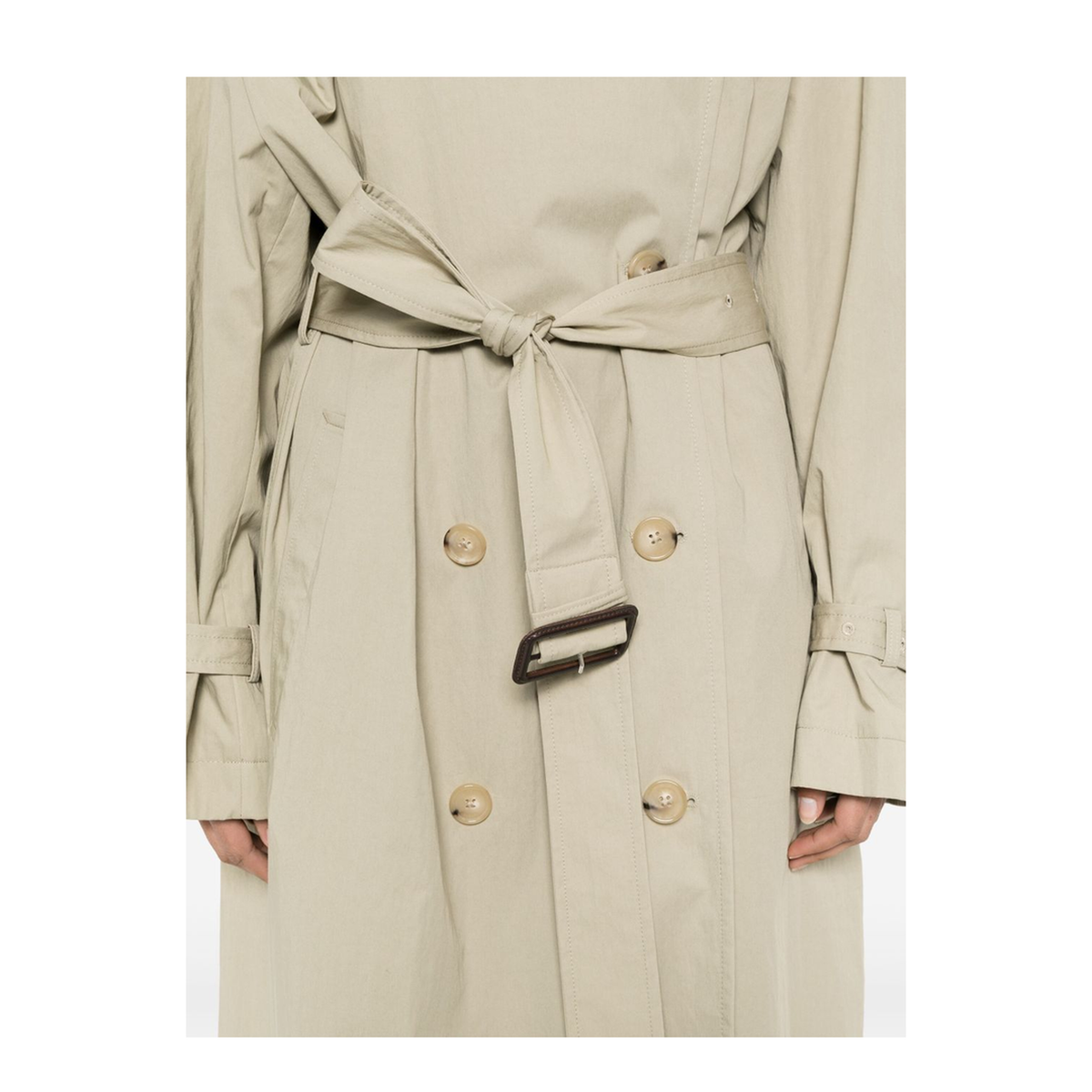 Beige Double-Breasted Trench Coat