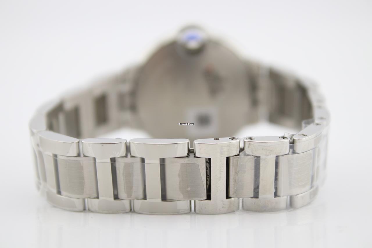 Cartier Ballon Bleu 33mm Stainless Steel Diamond Encrusted Watch WSBB0044