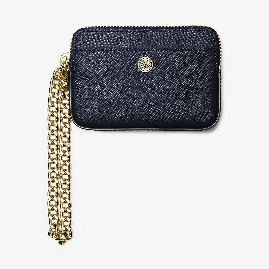 Michael Kors Medium Saffiano Leather Chain Card Case Navy