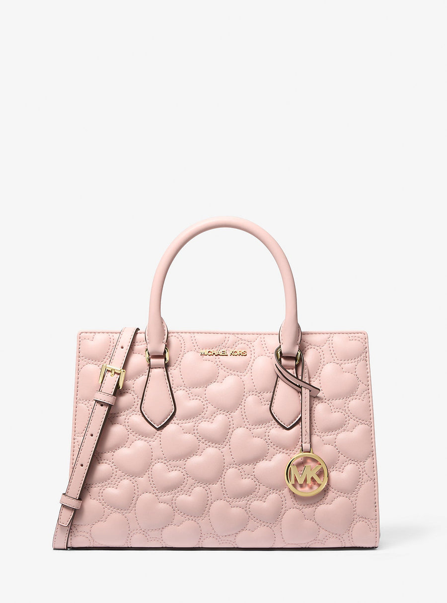 Michael Kors Sheila Medium Heart Embroidered Satchel Powder Blush