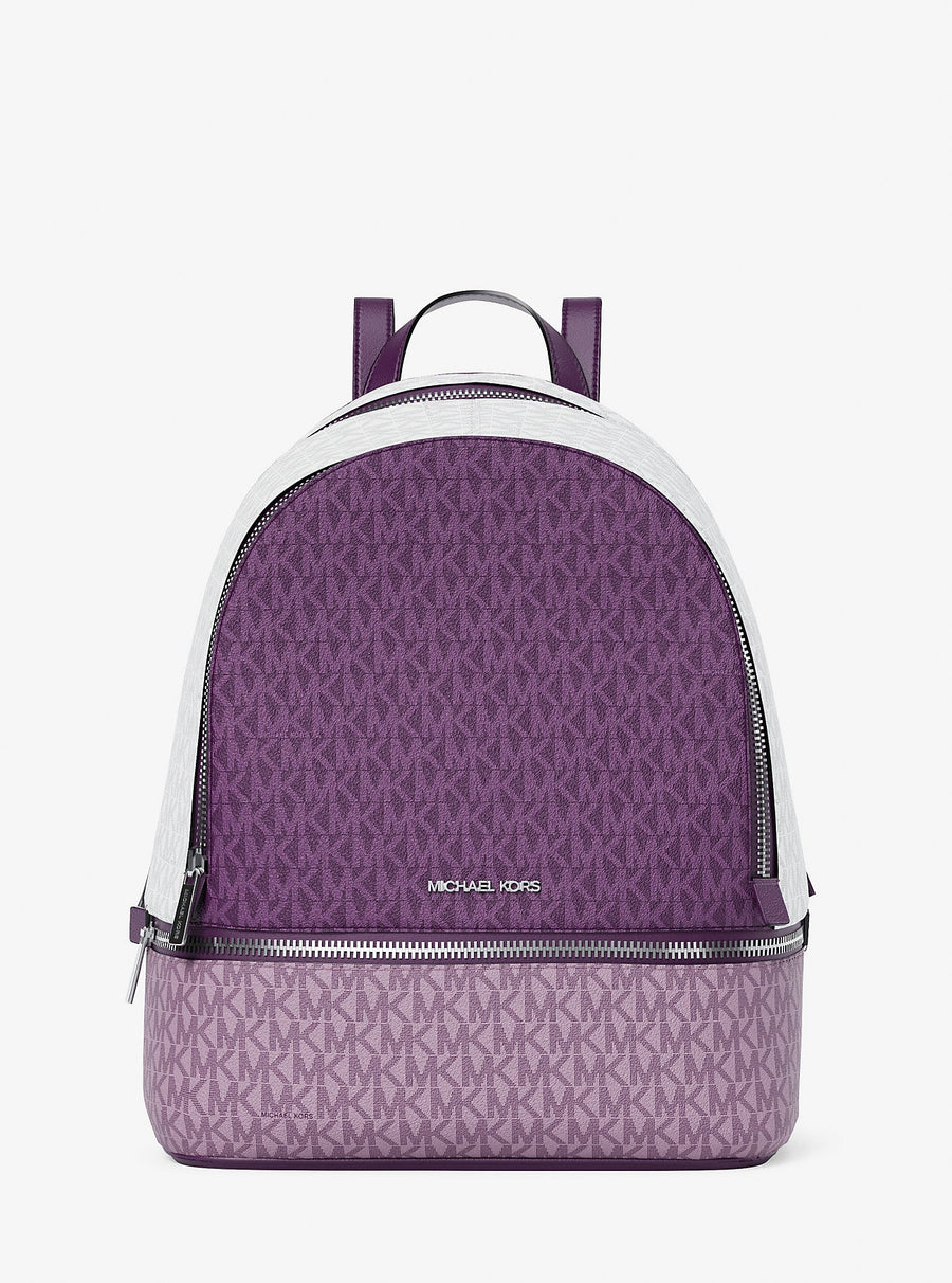 Michael Kors Rhea Medium Color-Block Signature Logo Backpack Dark Purple Ml