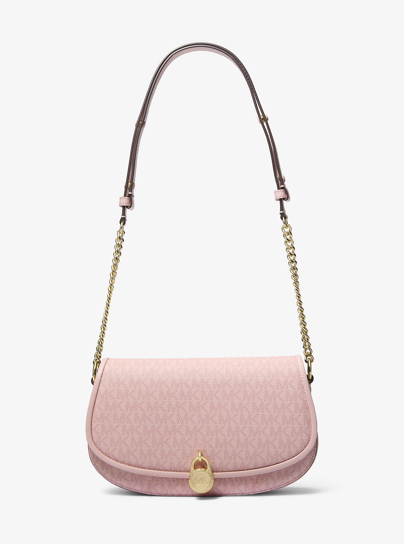 Michael Kors Mila Medium Signature Logo Messenger Bag Powder Blush