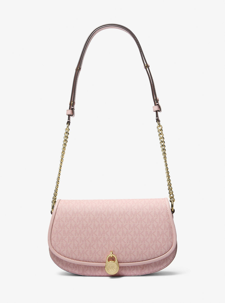 Michael Kors Mila Medium Signature Logo Messenger Bag Powder Blush
