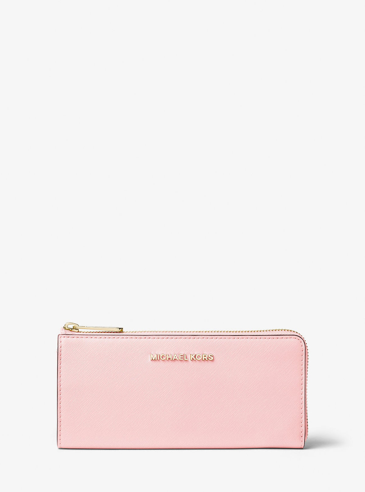 Michael Kors Jet Set Travel Large Saffiano Leather Quarter-Zip Wallet Powder Blush