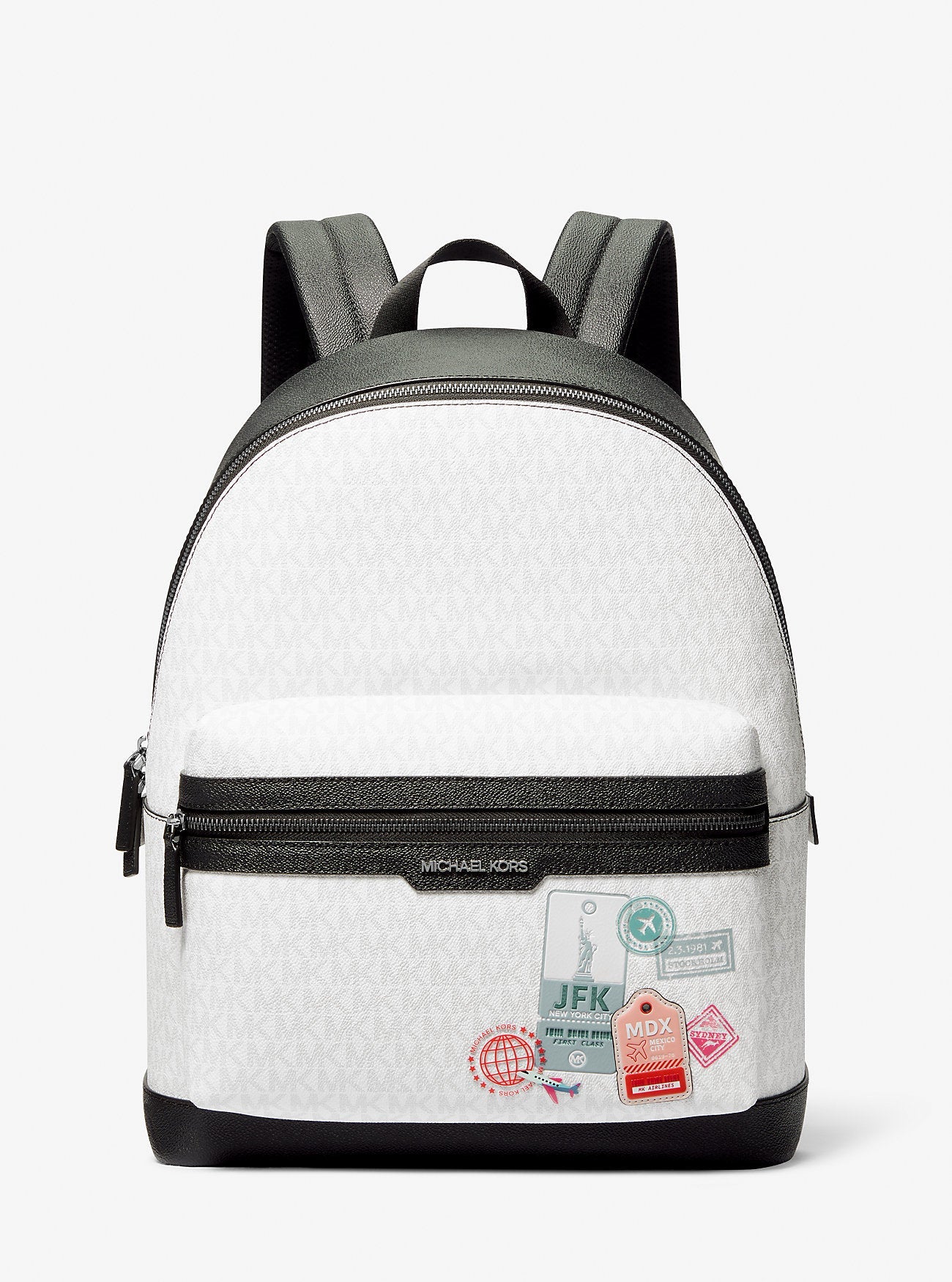 Michael Kors Embellished Medium Cooper Signature Logo Backpack Bright Wht