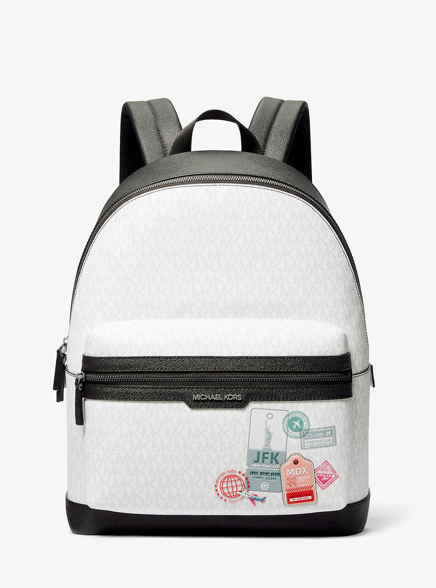 Michael Kors Embellished Medium Cooper Signature Logo Backpack Bright Wht