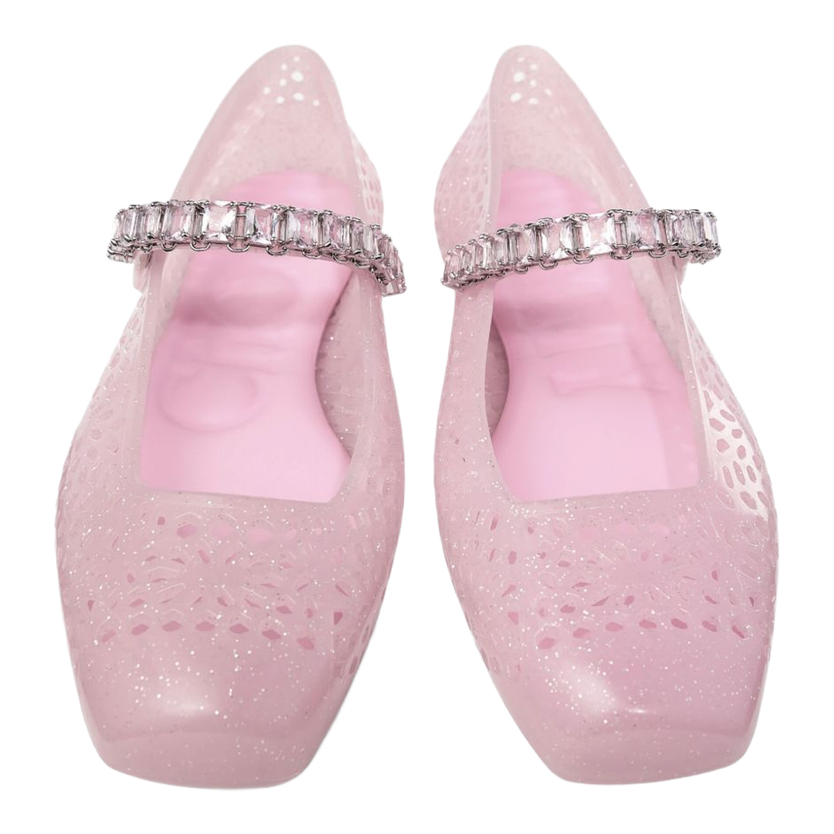 Cotton Candy Jelly Ballerina Flats with Crystal