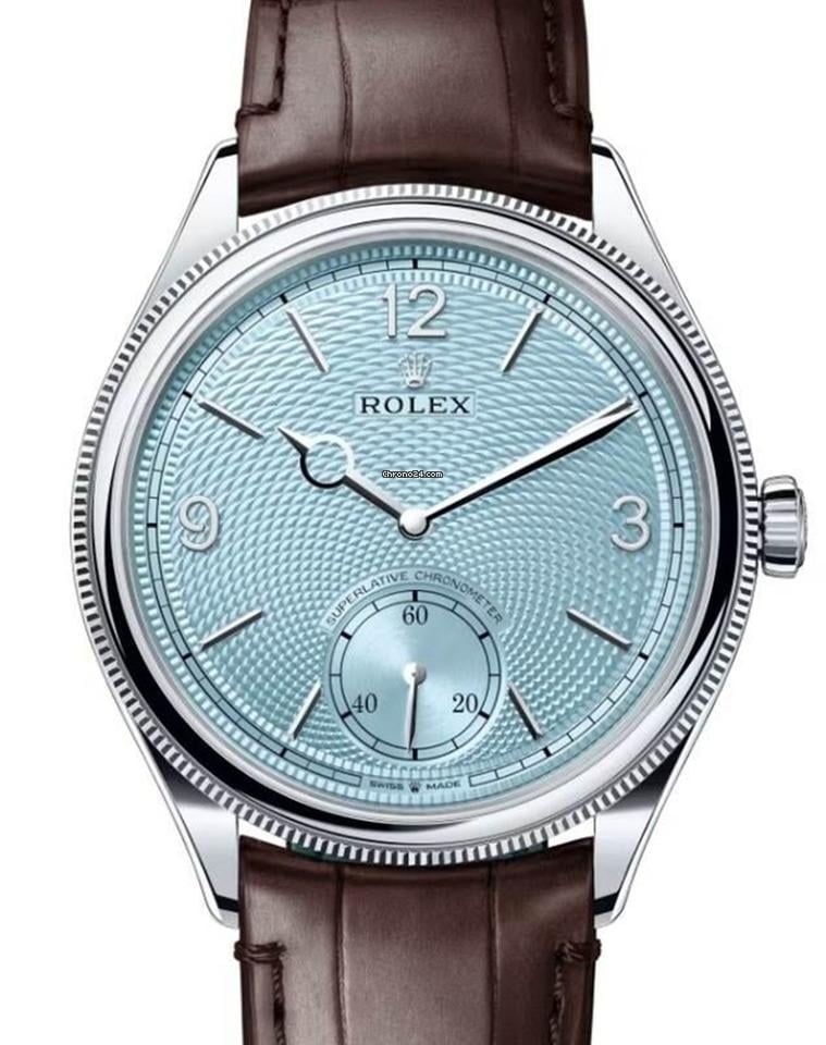 Rolex | 1908 | 52506 | Platinum | 39 x 40 mm | Leather | Blue | Automatic