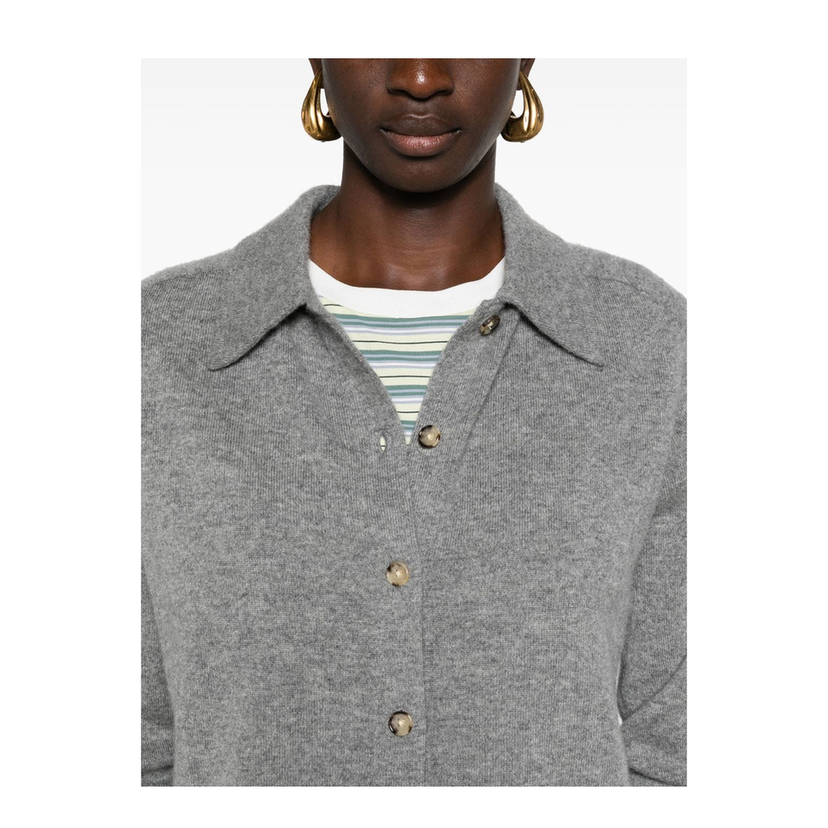 Raglan Sleeve Cashmere Shirt - Grey Melange